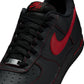 Nike men's Air Force 1 '07 LV8 black and University Red sneakers, side view