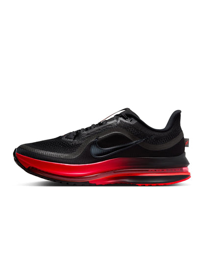 Nike Men's Pegasus Premium running shoes in black and university red, featuring lightweight design and supportive cushioning.