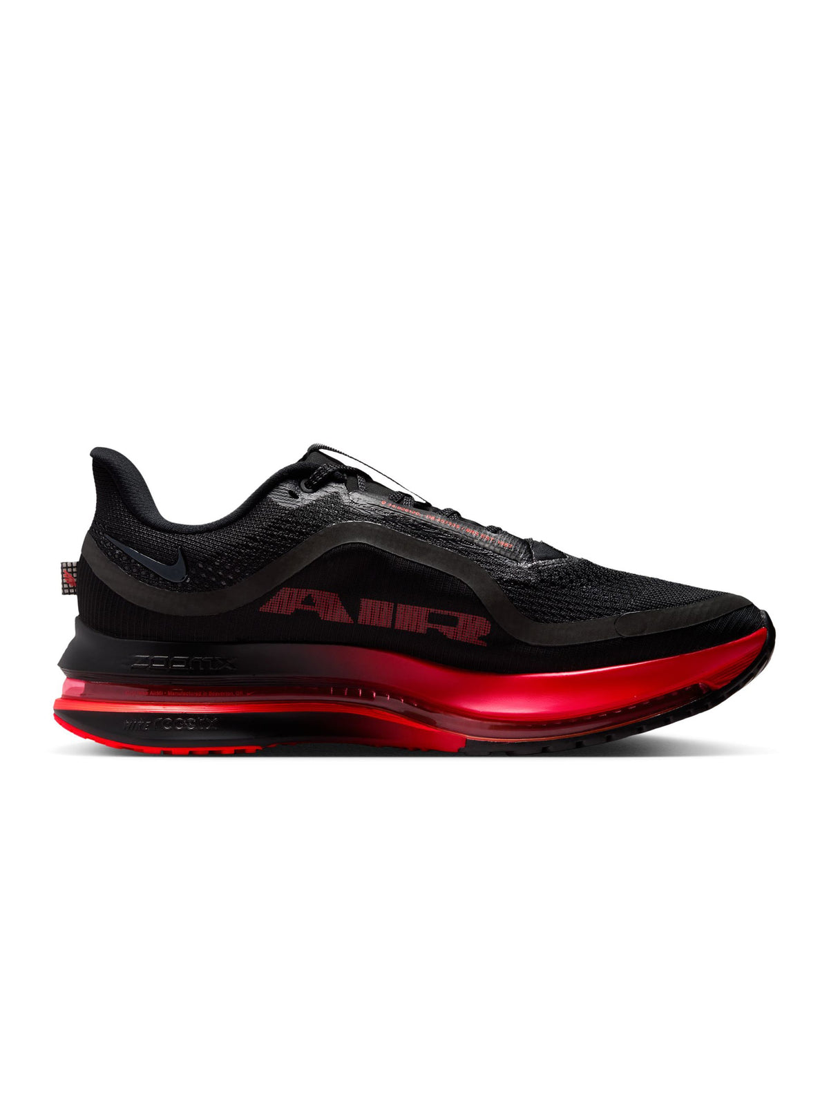 Nike Men's Pegasus Premium running shoes in black and university red, featuring a sleek design and cushioned athletic sole.