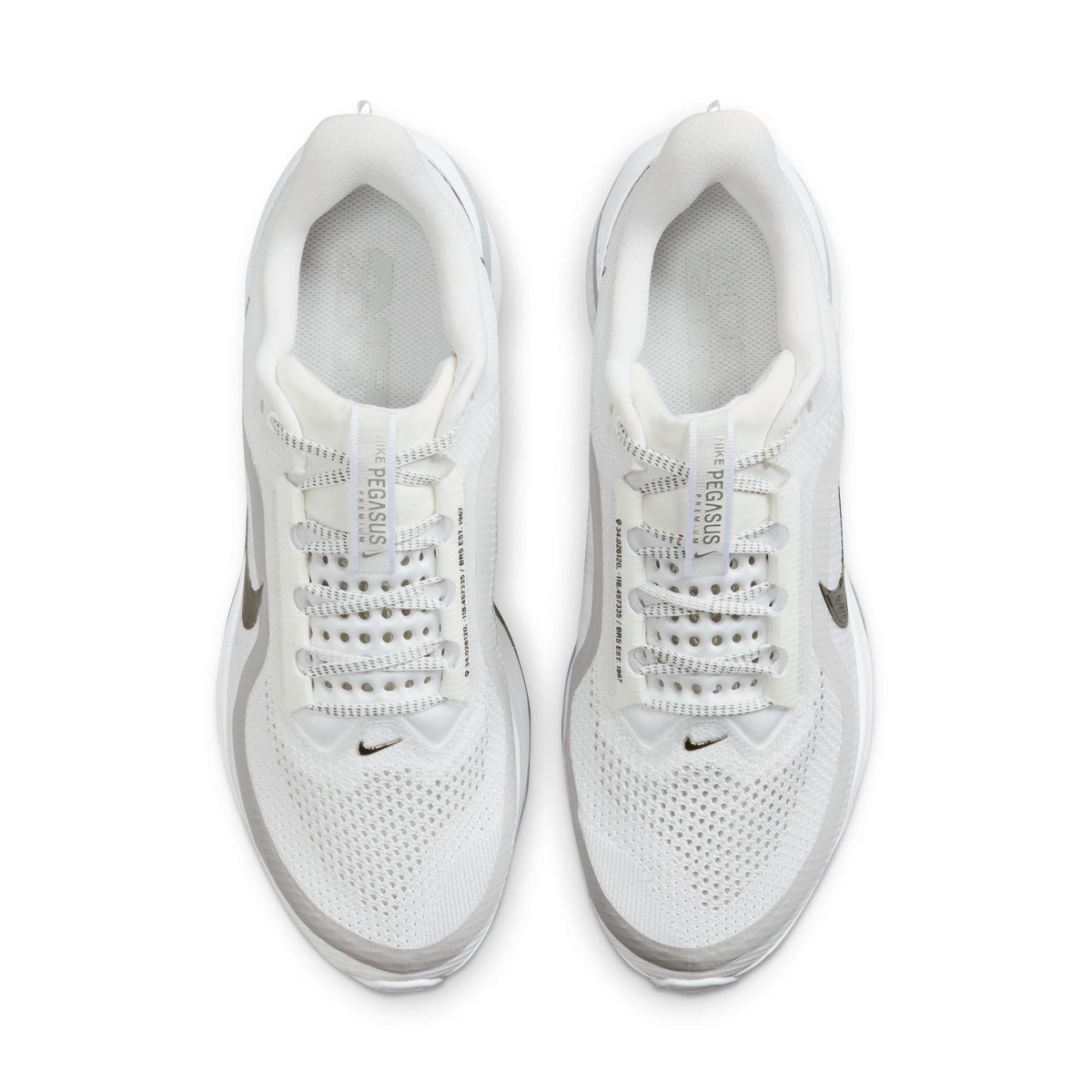 Nike Men's Pegasus Premium white and metallic silver men's footwear sneaker side view