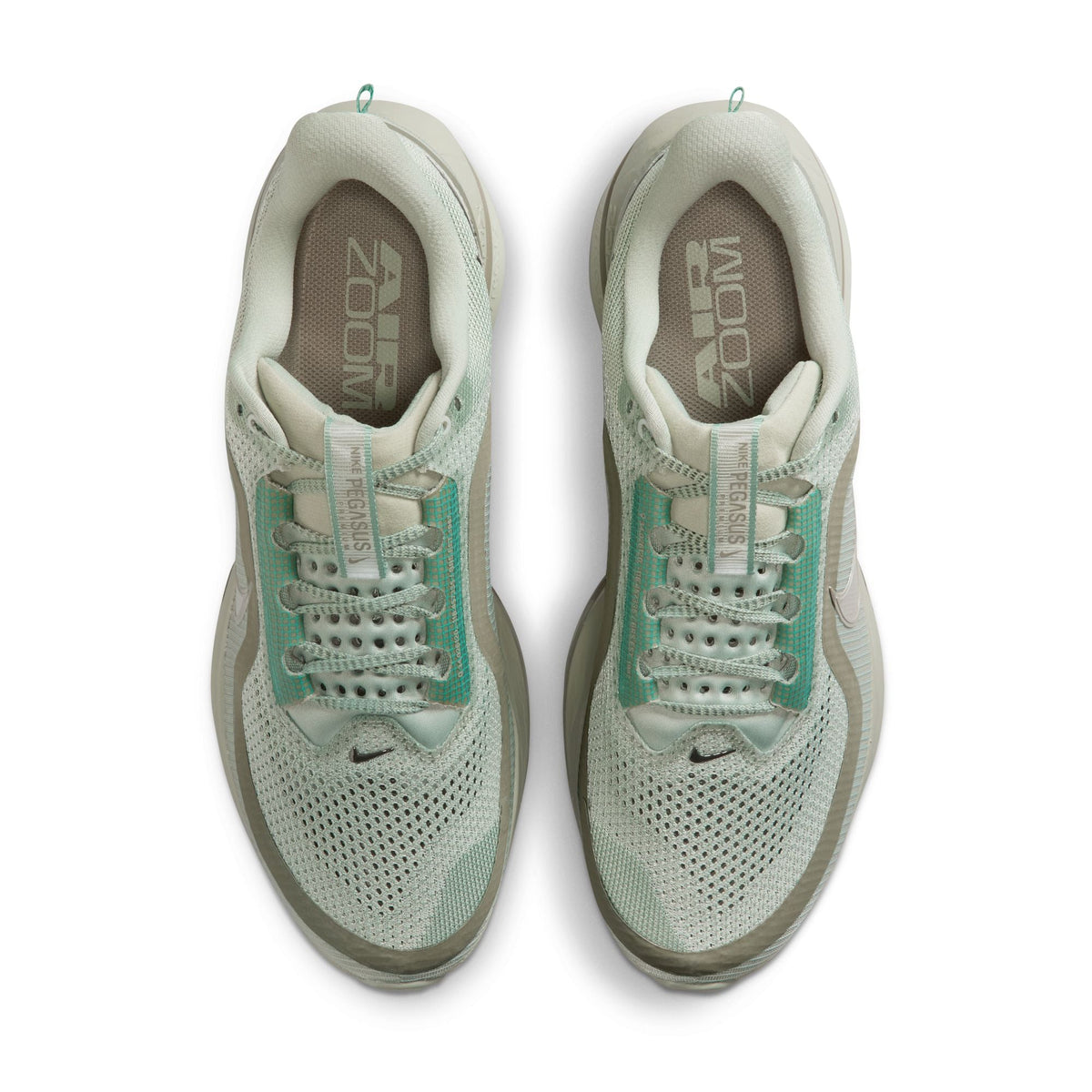 Nike men's Pegasus Premium sneakers in Jade Horizon green and black, displayed from the side