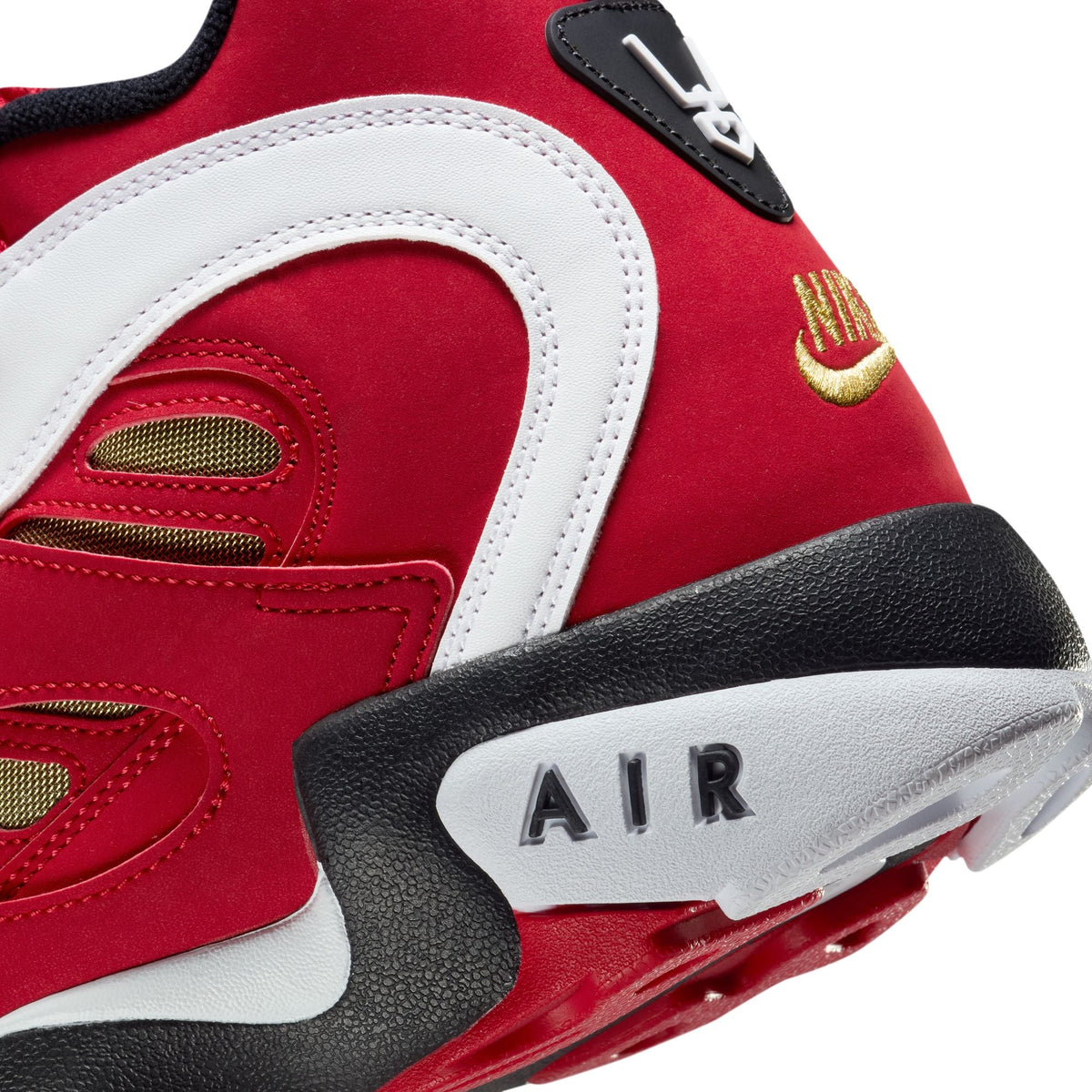 Nike men's Air Diamond Turf 2 footwear in Prime Red, side view sneaker