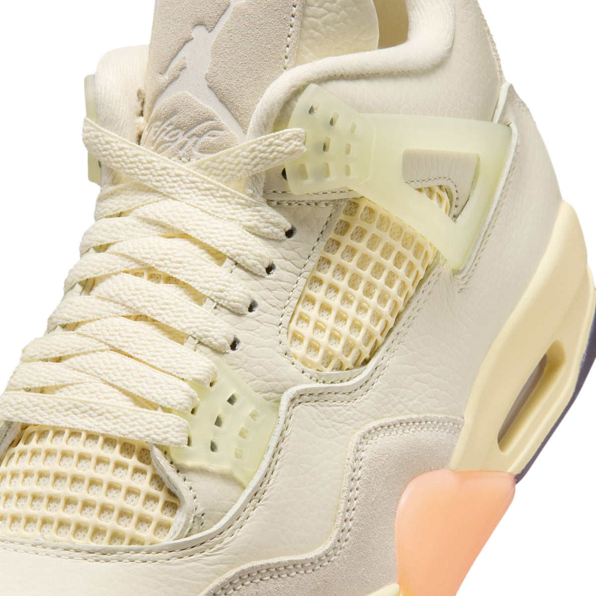Air Jordan Women’s 4 Retro Birds of Paradise sneakers by Denim Exchange in white and neutral tones