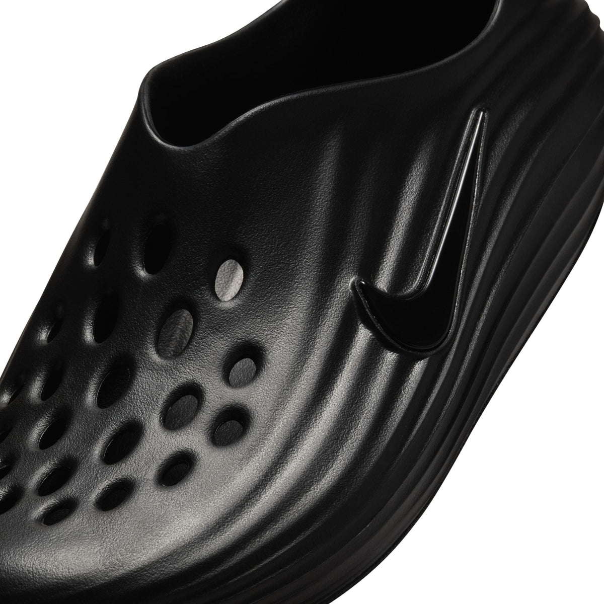 Nike men's ReactX Rejuven8 footwear in triple black, side view