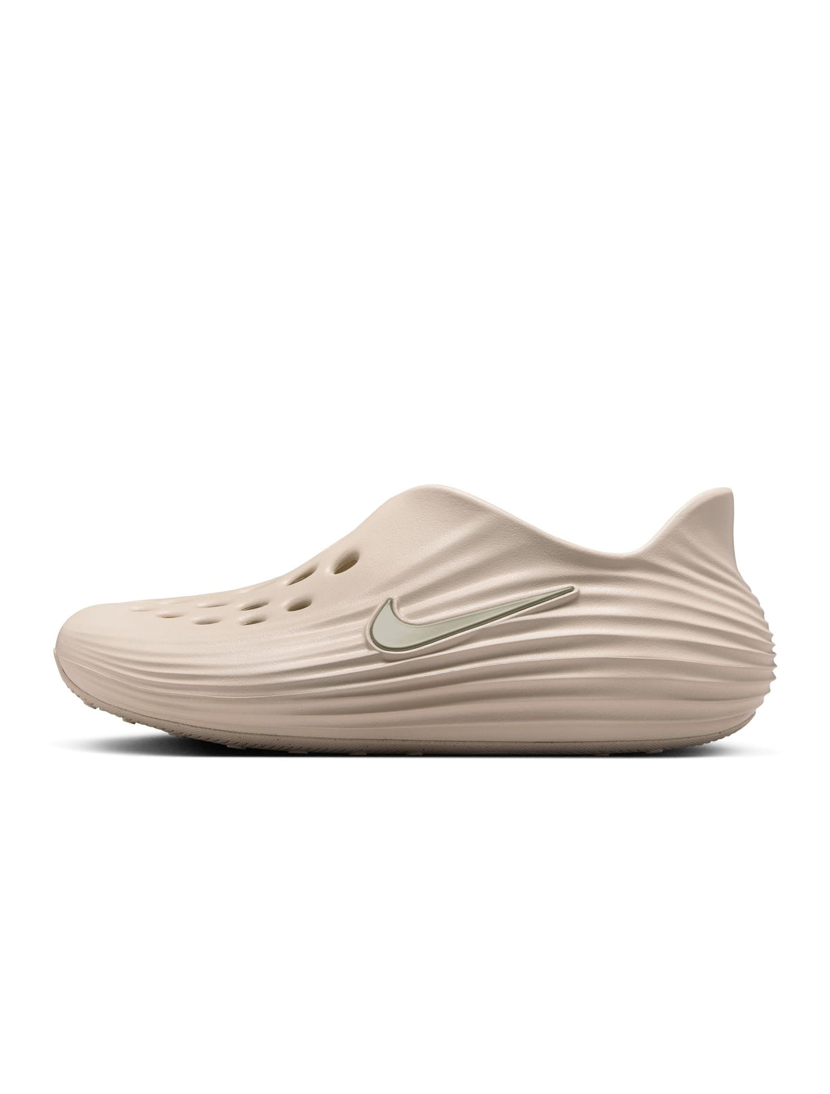 Nike Men's ReactX Rejuven8 Orewood footwear in side profile, white and tan design