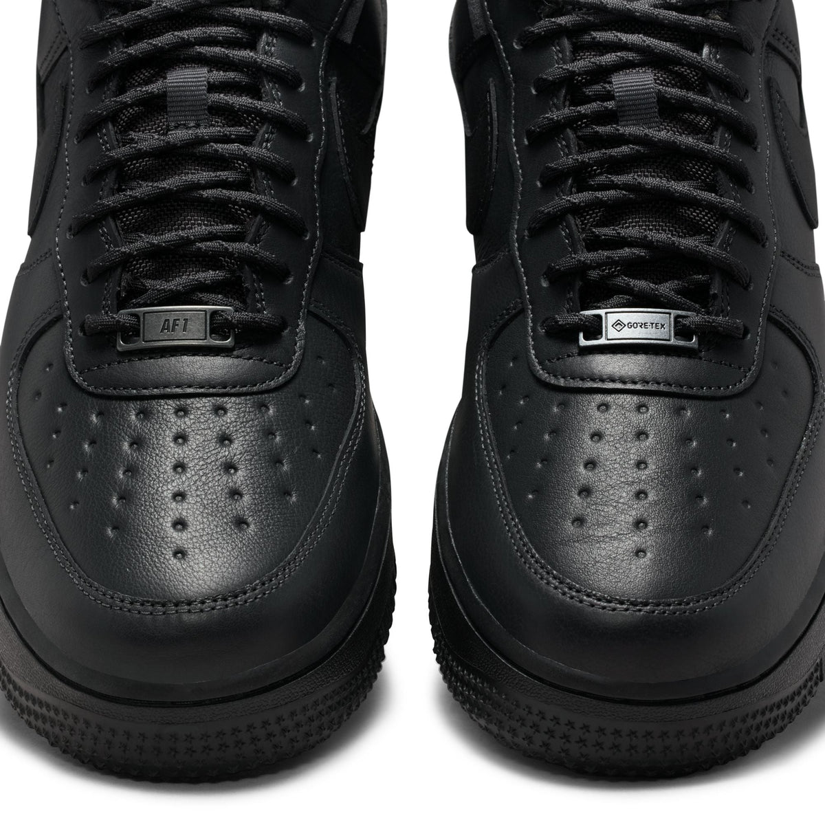 Nike men's Air Force 1 GTX Vibram sneakers in Off Noir, waterproof outdoor footwear with rugged sole