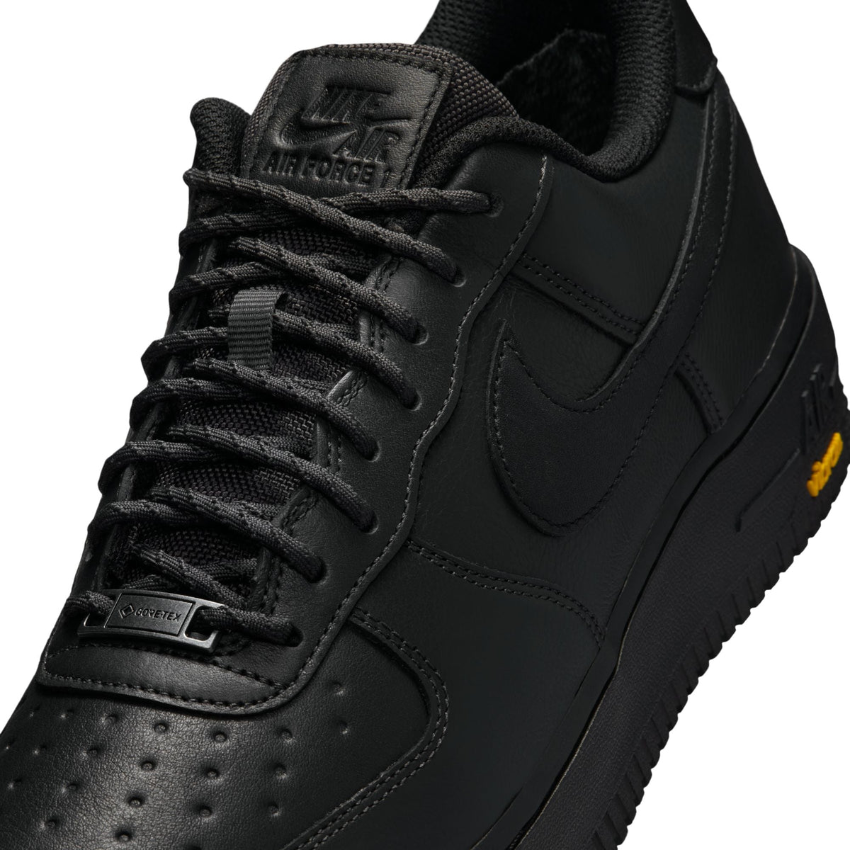 Nike Men's Air Force 1 GTX Vibram sneakers in Off Noir with rugged sole and waterproof design