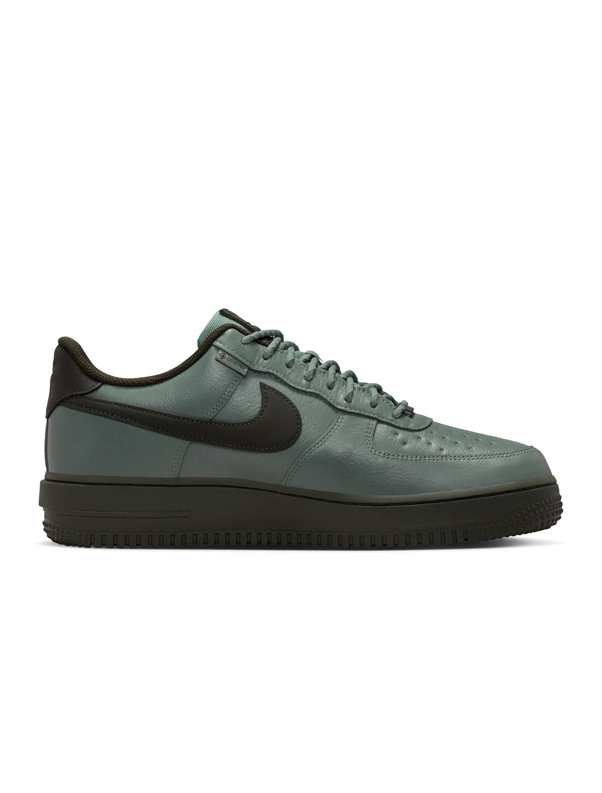 Nike men's Air Force 1 GTX Vibram sneakers in Clay Green, side view