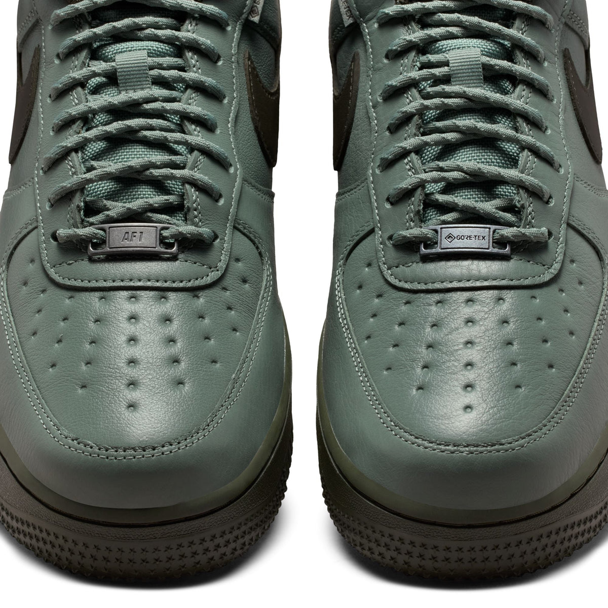 Nike Men's Air Force 1 GTX Vibram sneakers in clay green with rugged Vibram outsole