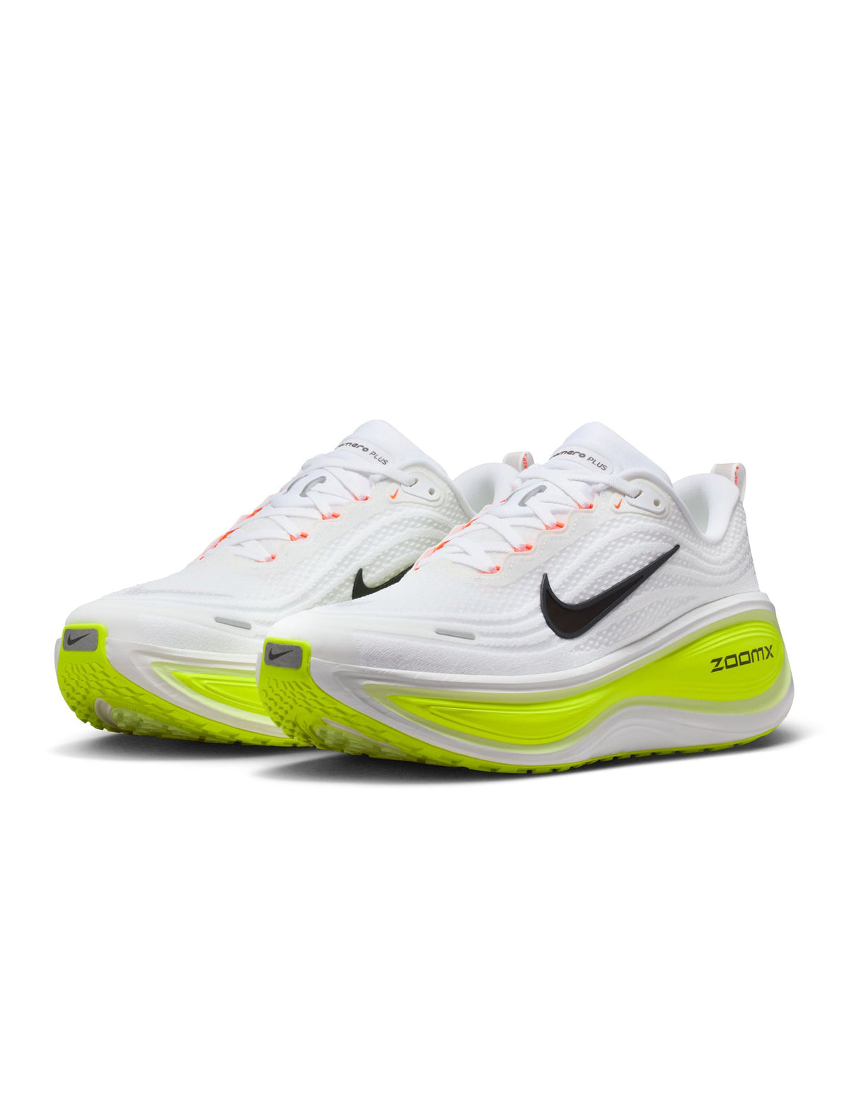 Men's Nike Vomero Plus footwear in white and Barely Volt