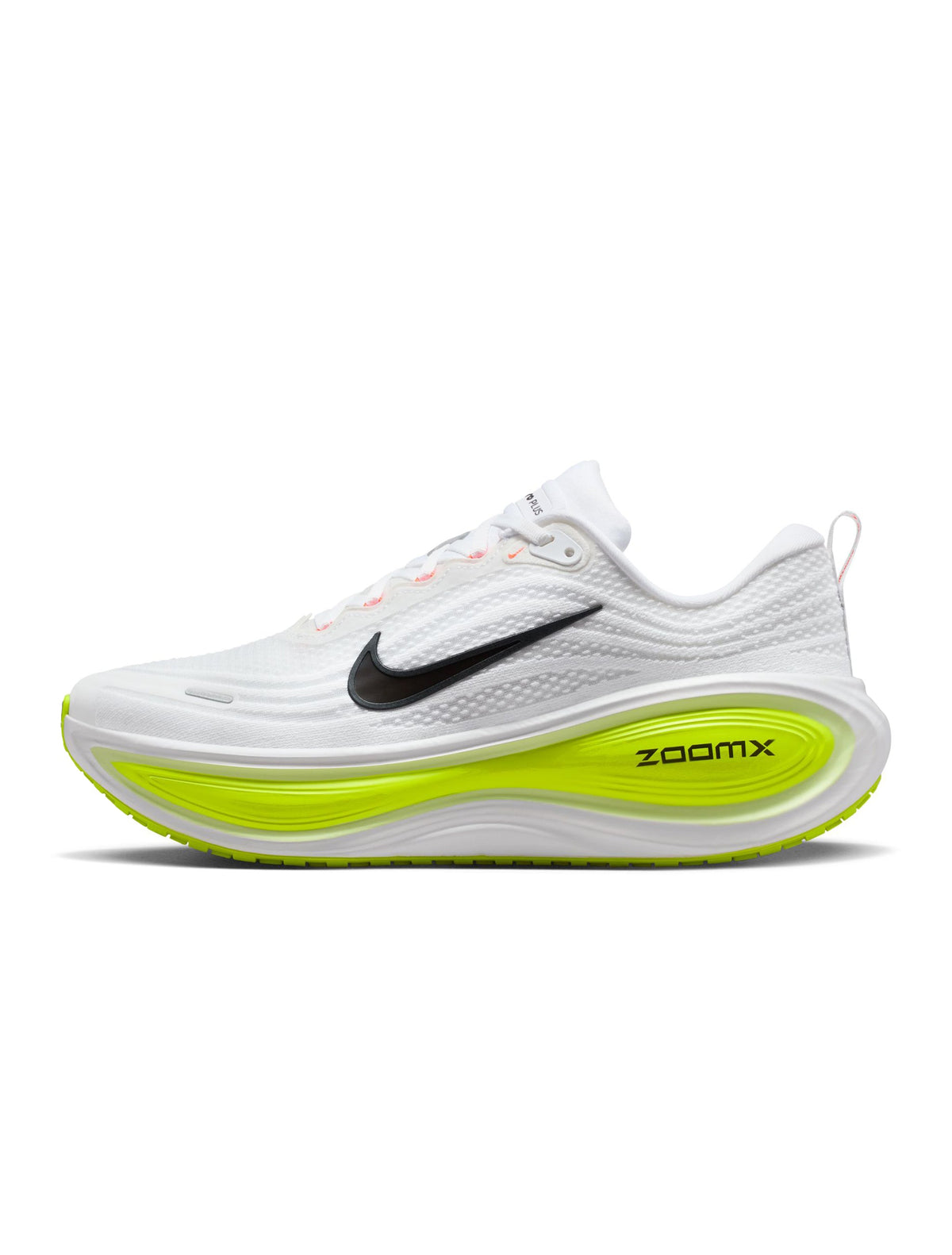 Men's Nike Vomero Plus footwear in white with Barely Volt accents by Denim Exchange