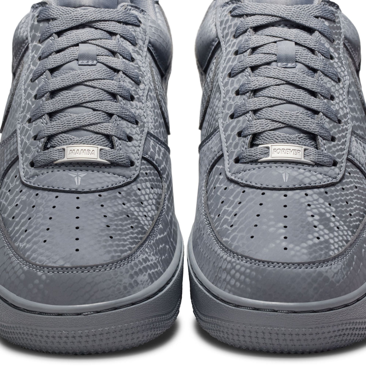 Nike men's Kobe Air Force 1 Low sneakers in Wolf Grey, casual footwear with a sleek design and comfortable fit.