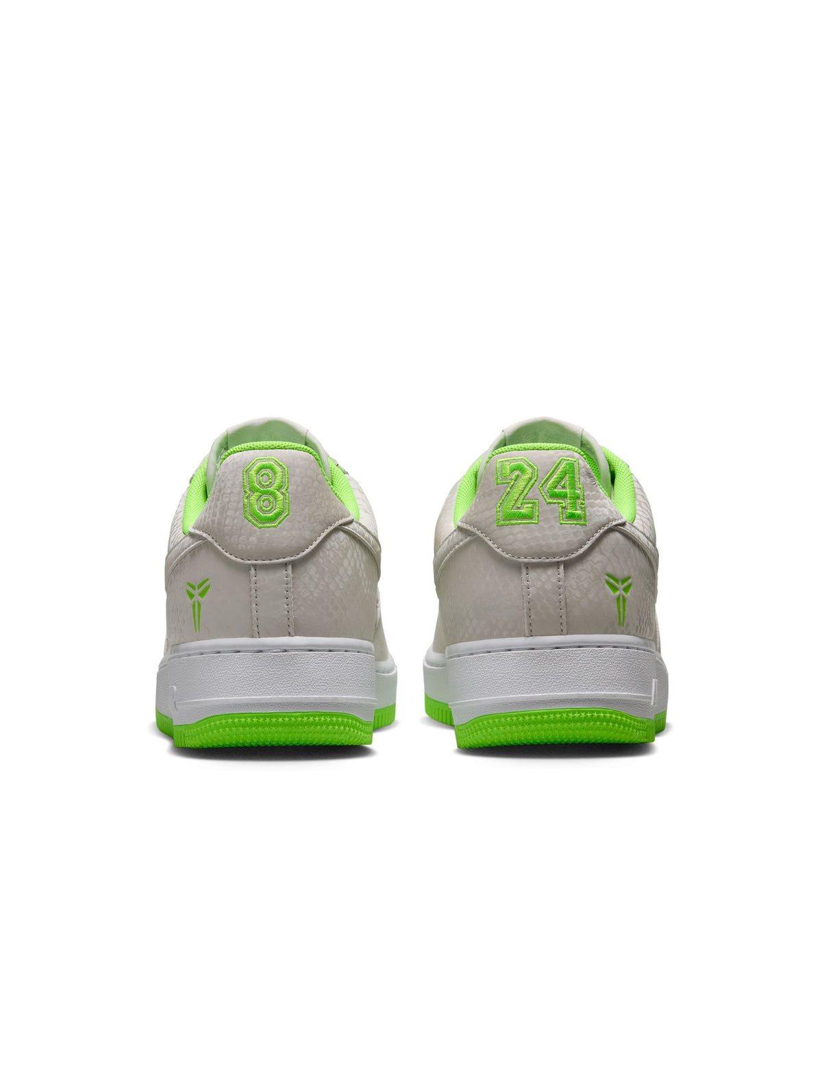 Nike men's Kobe Air Force 1 Low sneakers in electric green, featuring a sleek design and iconic branding.