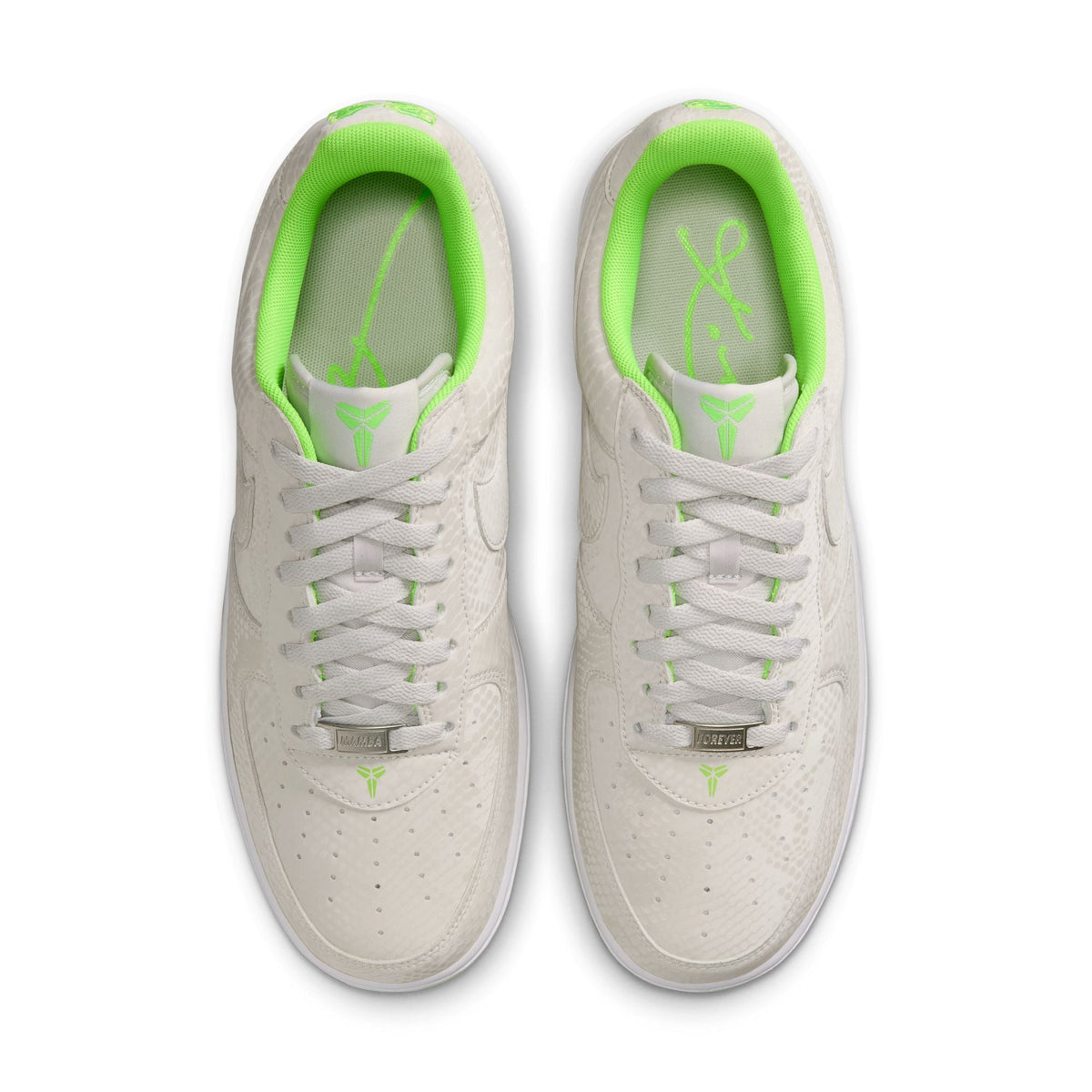 Nike men's Kobe Air Force 1 Low sneakers in electric green, showcasing the vibrant color and stylish design.