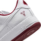 Nike men's Kobe Air Force 1 Low sneakers in white and team red, showcasing the stylish design and classic silhouette.