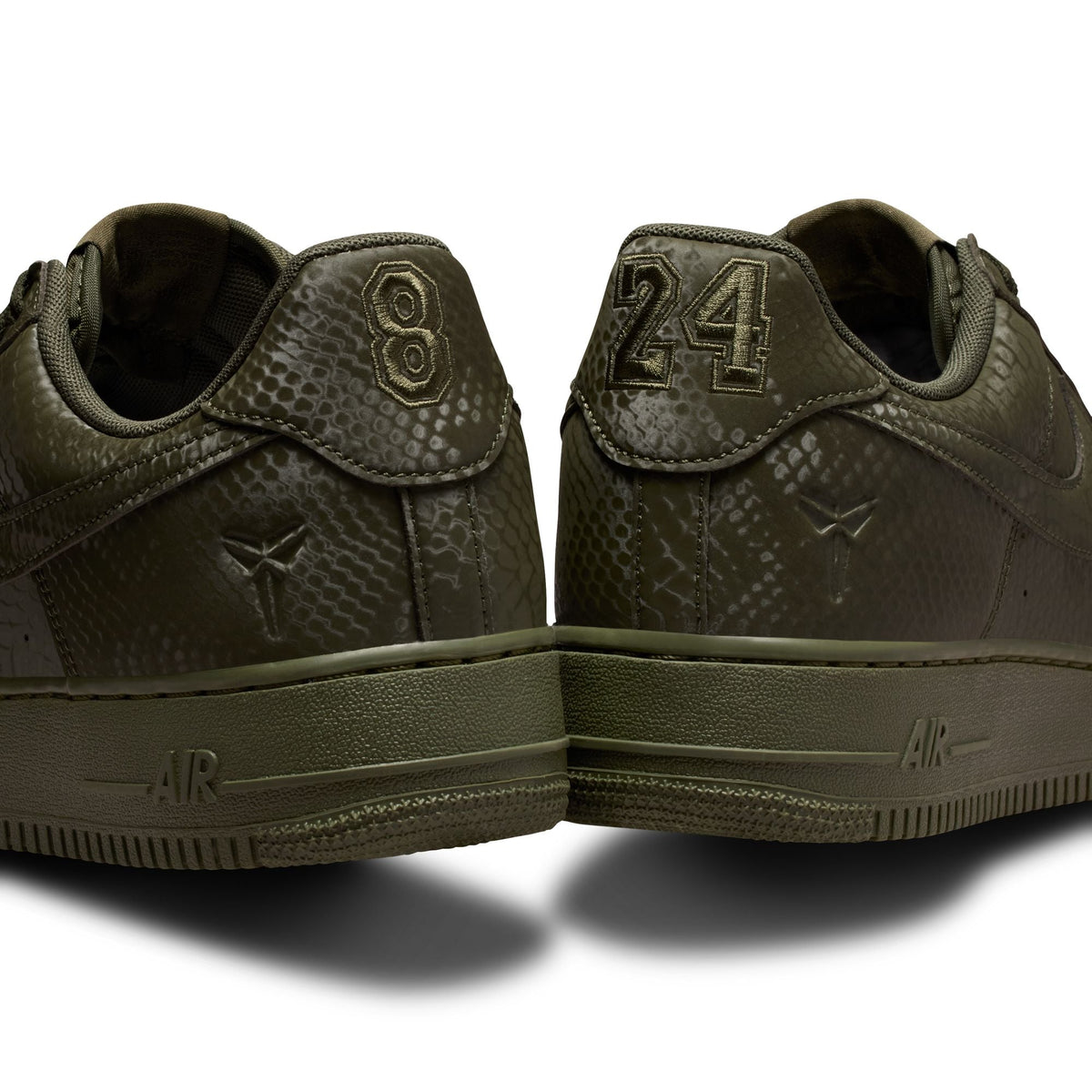Men's Nike Kobe Air Force 1 Low sneakers in cargo khaki, side view.