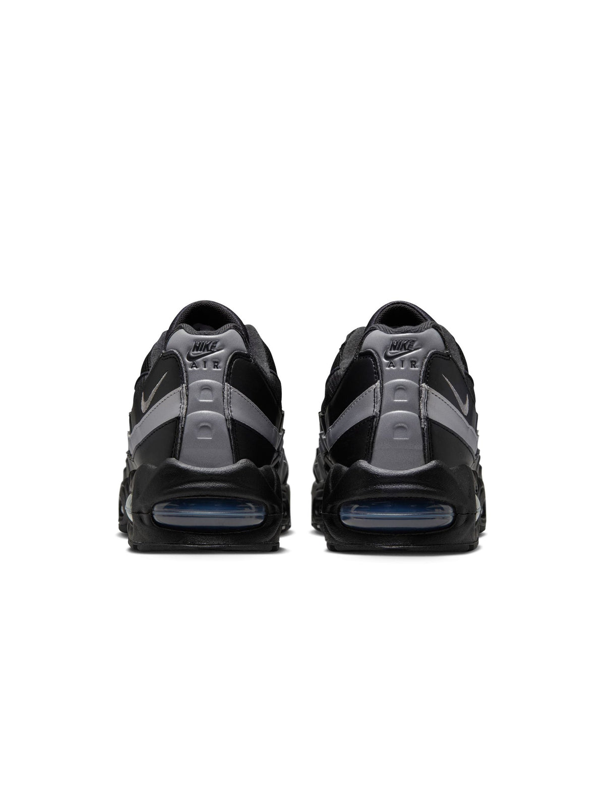 Nike Men's Air Max 95 "Big Bubble" black and metallic silver sneakers, showcasing the stylish design and cushioning details.