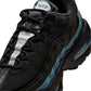 Nike Mens Air Max 95 Big Bubble black and smokey blue athletic sneakers, showcasing the layered design and visible air cushioning.