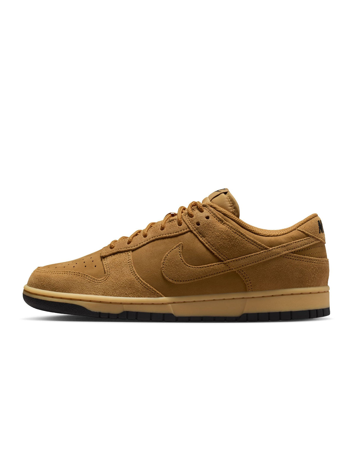 Denim Exchange Nike Men's Dunk Low Retro SE Wheat sneakers, side view with wheat-colored leather upper