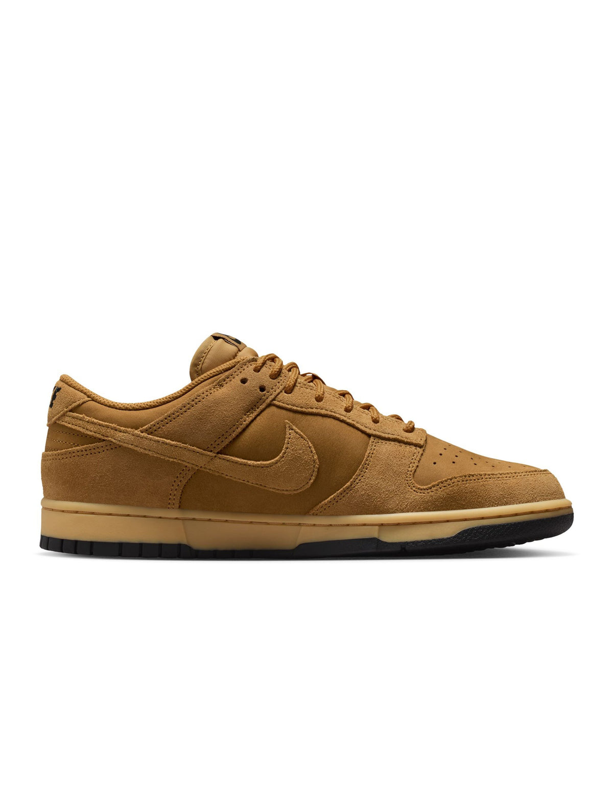 Denim Exchange Nike Men's Dunk Low Retro SE sneakers in wheat, side view of low-top footwear
