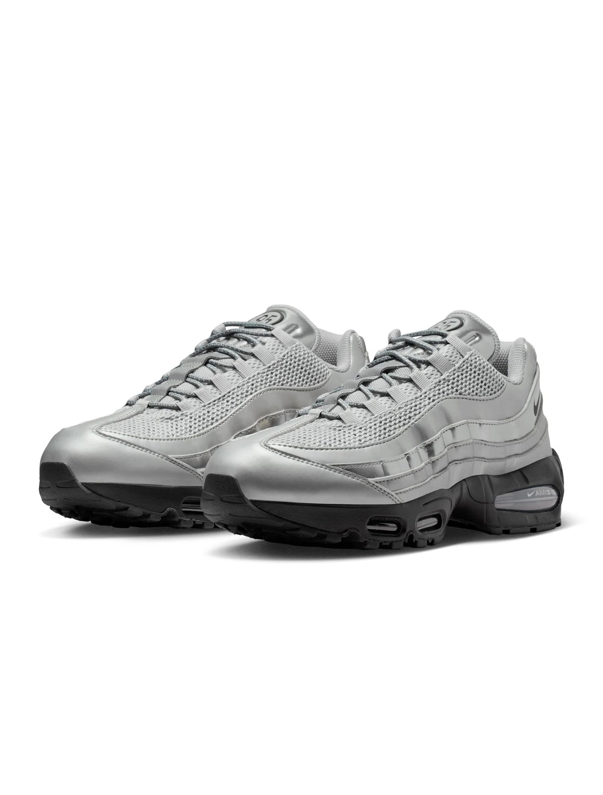 Nike Men's Air Max 95 sneakers in metallic silver, side view