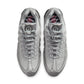 Nike Men's Air Max 95 sneakers in metallic silver, side view.