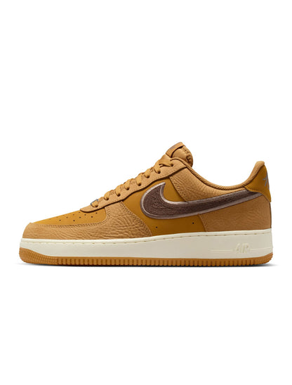 Nike men's Air Force 1 '07 LV8 wheat and baroque brown sneakers, displayed on a plain background.