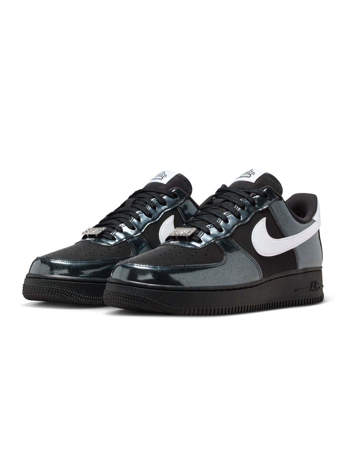 Nike men’s Air Force 1 ’07 Lv8 sneakers in black and white, side view