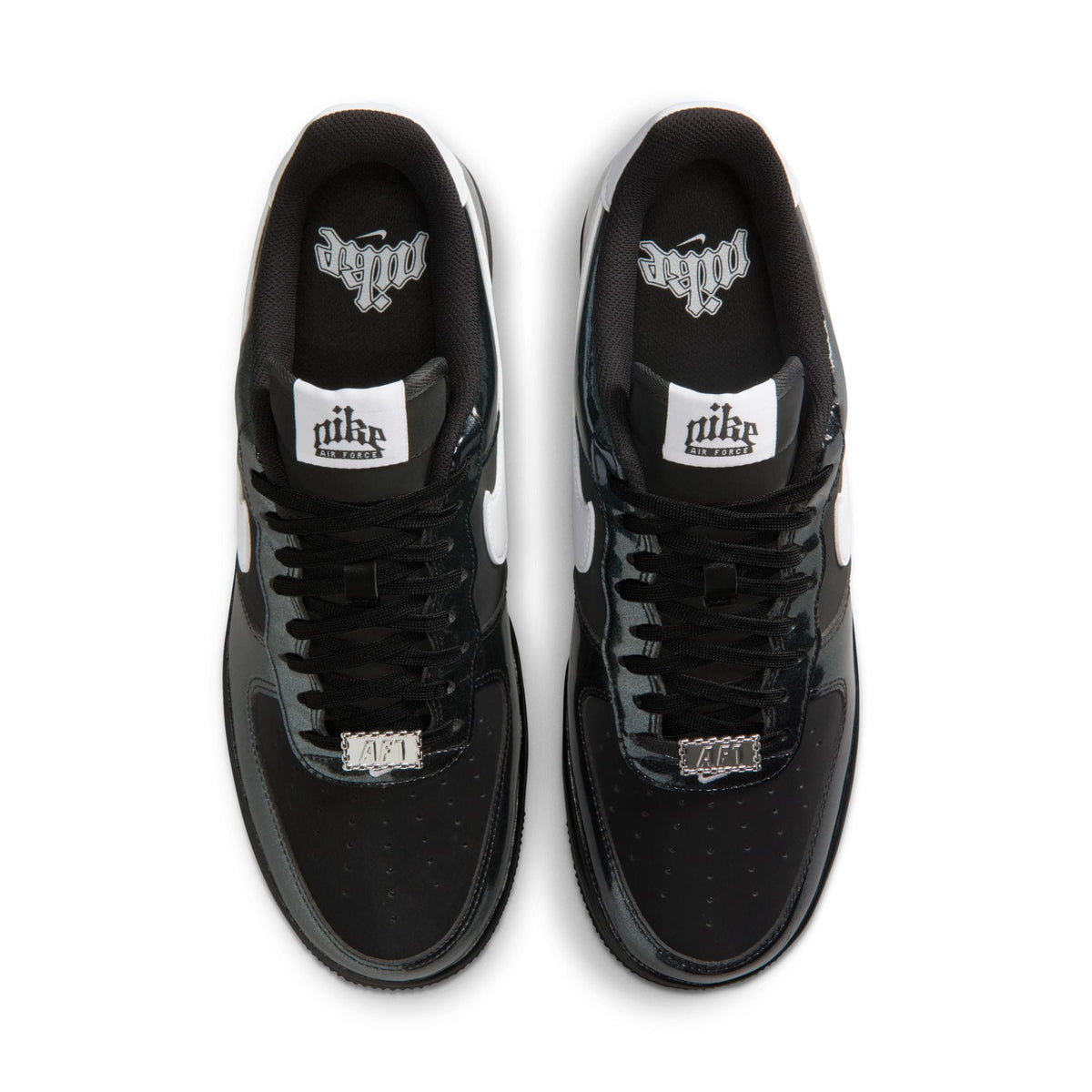 Nike men's Air Force 1 ’07 LV8 black and white sneakers, side view