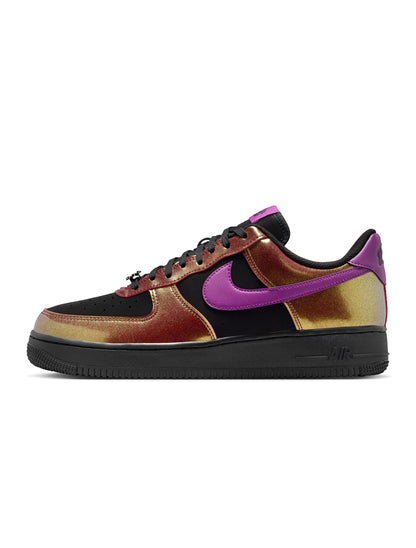 Nike Men's Air Force 1 '07 Lv8 black and bold berry sneakers, side view with Nike branding