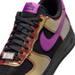 Nike men’s Air Force 1 ’07 Lv8 footwear in black and bold berry, side view sneaker pair