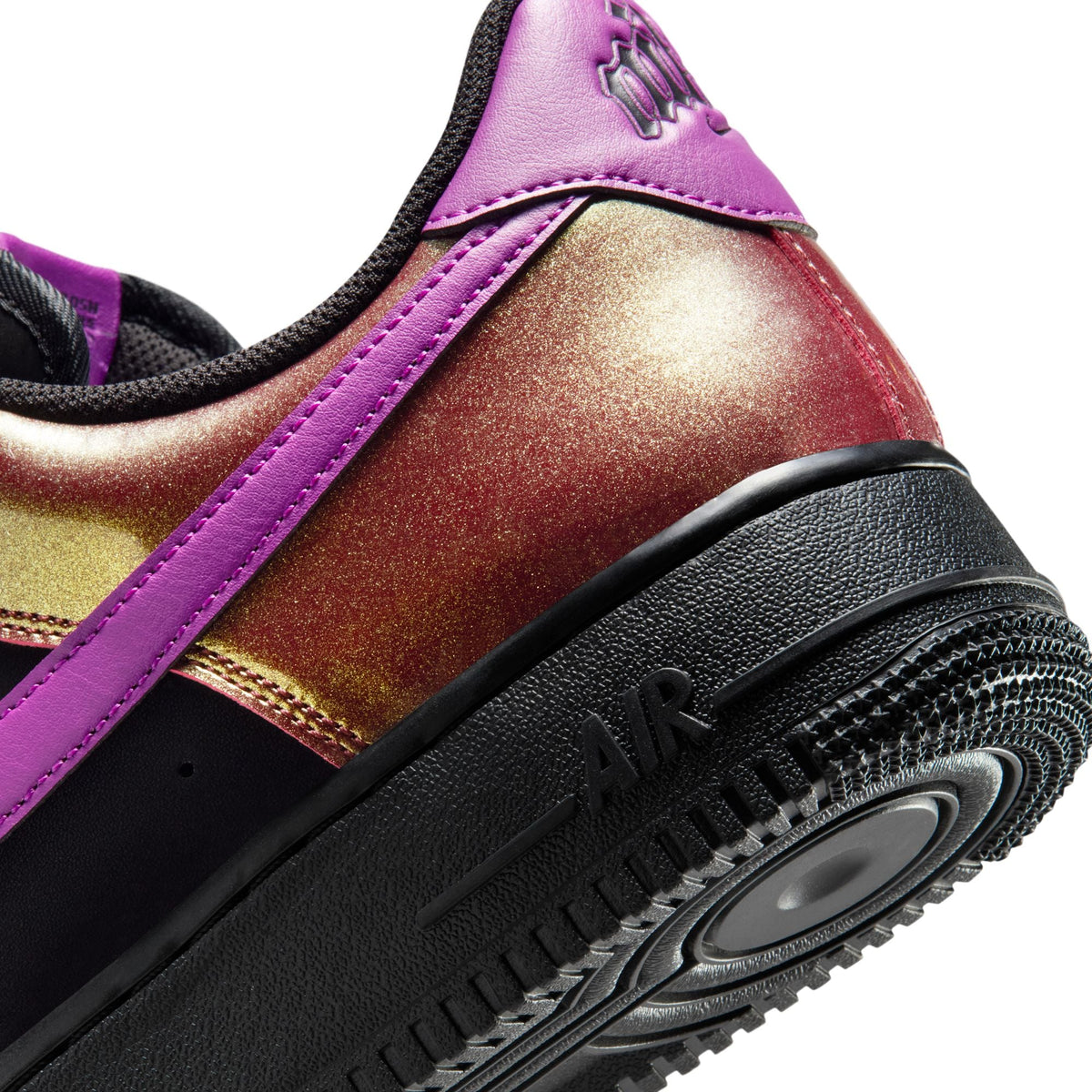 Denim Exchange men's Nike Air Force 1 ’07 Lv8 sneakers in black and bold berry suede panels