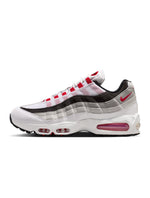 Nike men's Air Max 95 Big Bubble Premium sneakers in Comet Red and white on a clean background