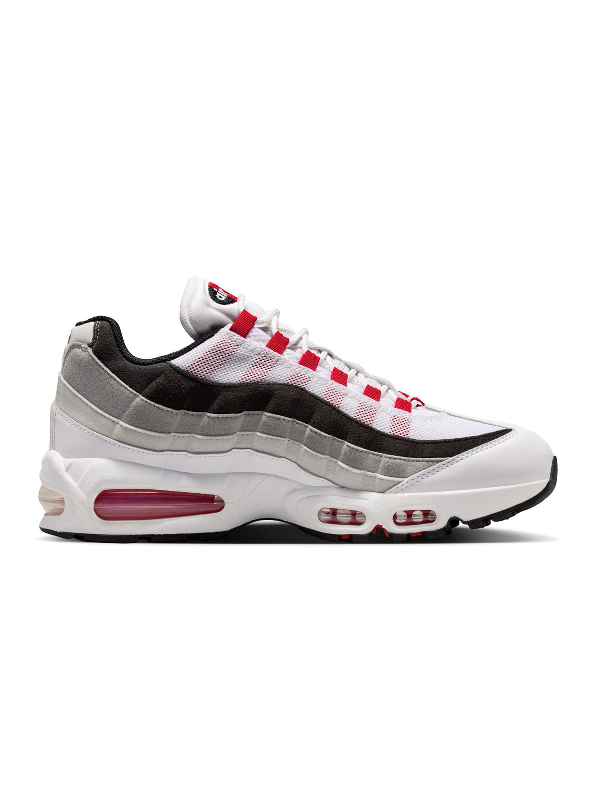 Nike men's Air Max 95 Big Bubble Premium sneakers in Comet Red and white
