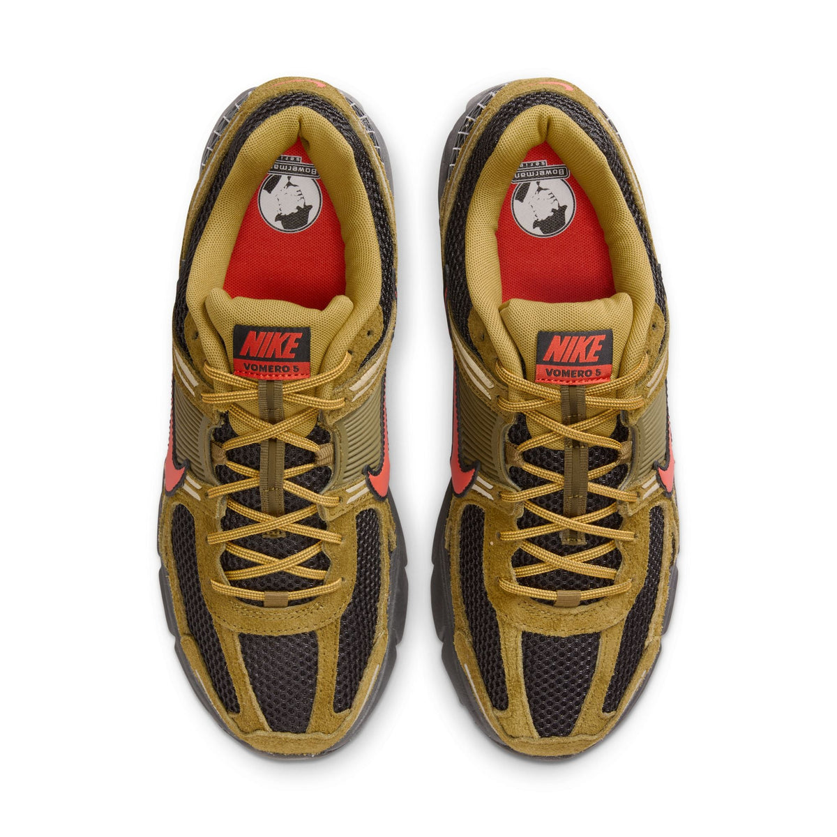 Nike Men's Zoom Vomero 5 Premium Olive sneakers in olive green with layered mesh and leather panels