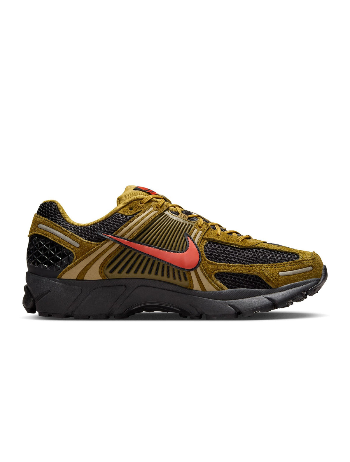 Nike Men's Zoom Vomero 5 Premium Olive sneakers in olive green and black mesh with layered panels