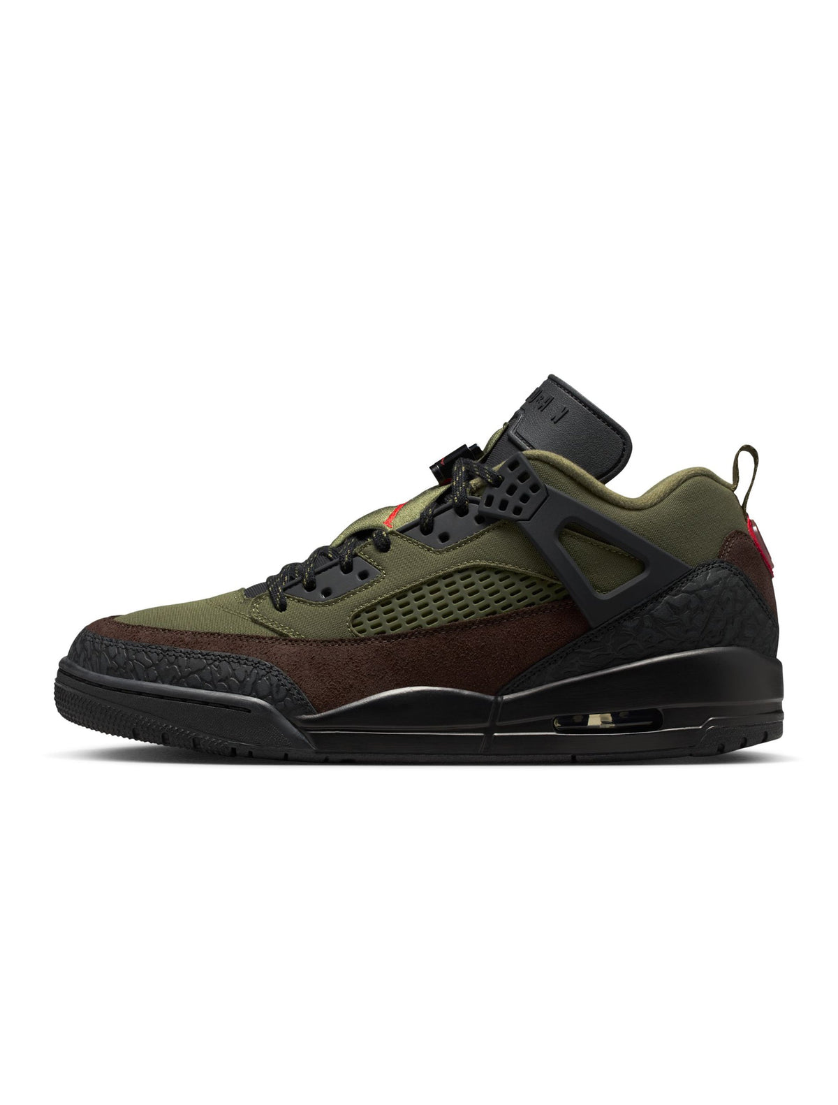 Denim Exchange Air Jordan Men's Spizike Low sneakers in Medium Olive, side view
