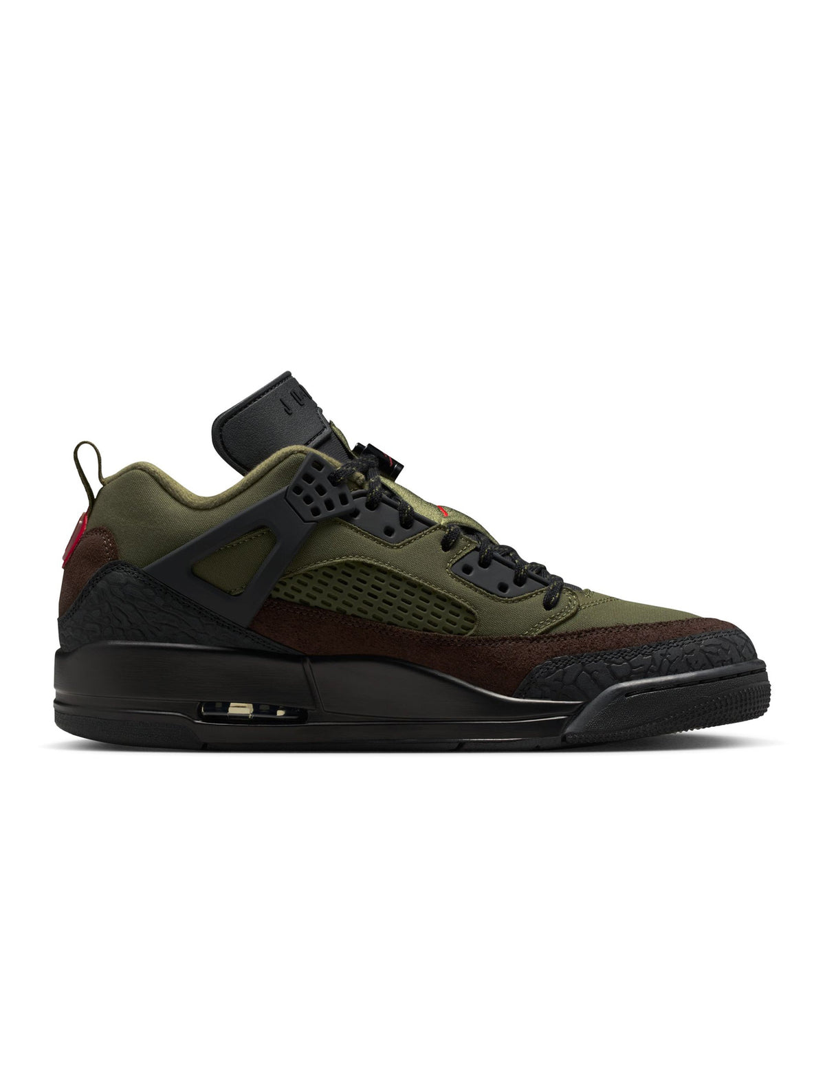 Denim Exchange Air Jordan Men's Spizike Low sneakers in Medium Olive, side view