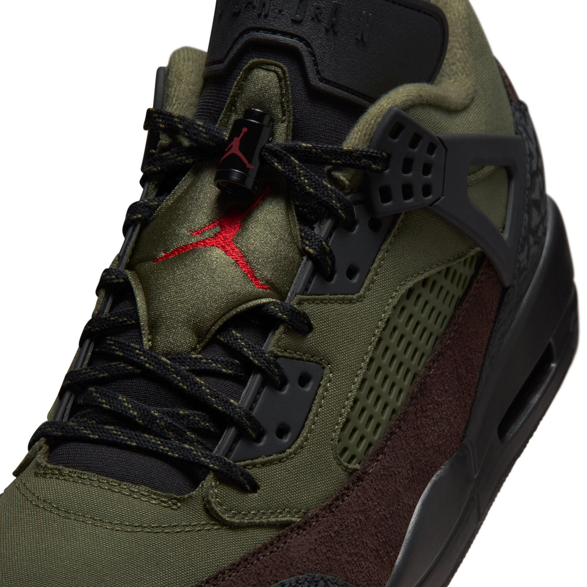 Men's Air Jordan Spizike Low in Medium Olive by Denim Exchange, side view sneaker image