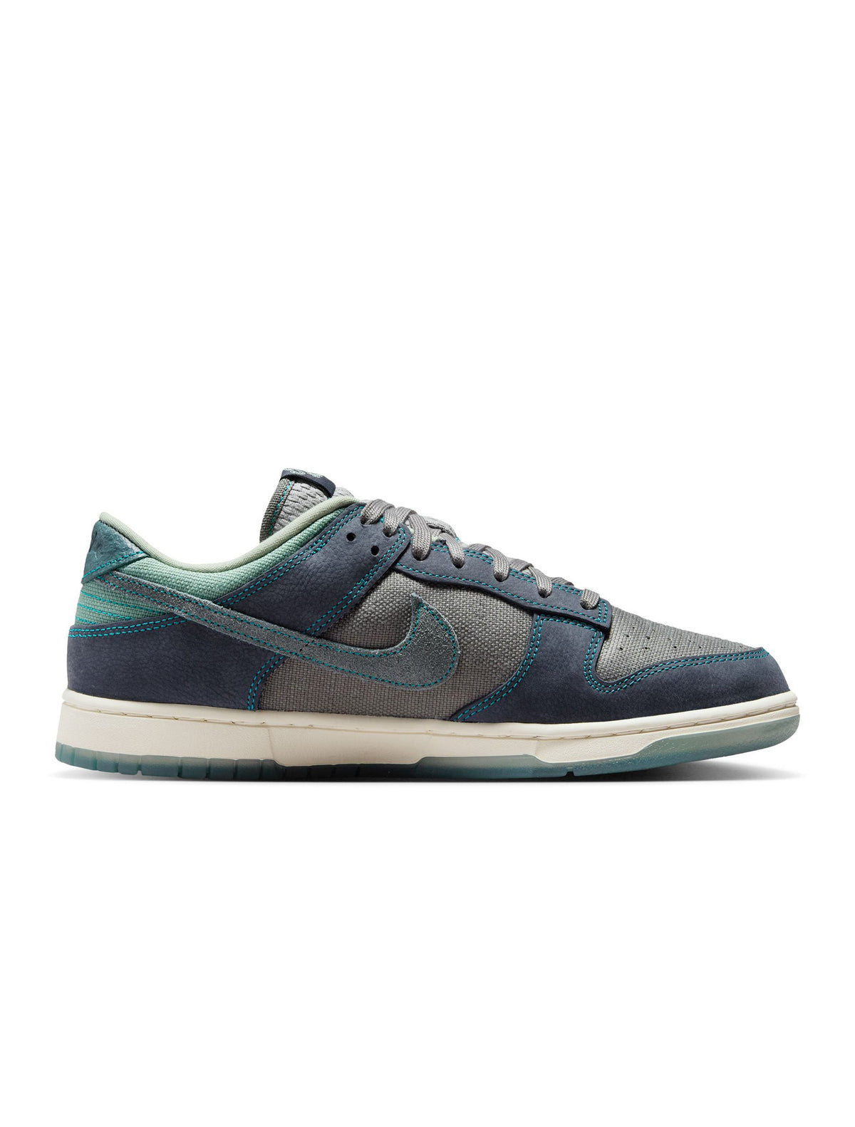 Nike men's Dunk Low Retro SE Pencil Point sneakers in dark gray and black leather with color-blocked panels