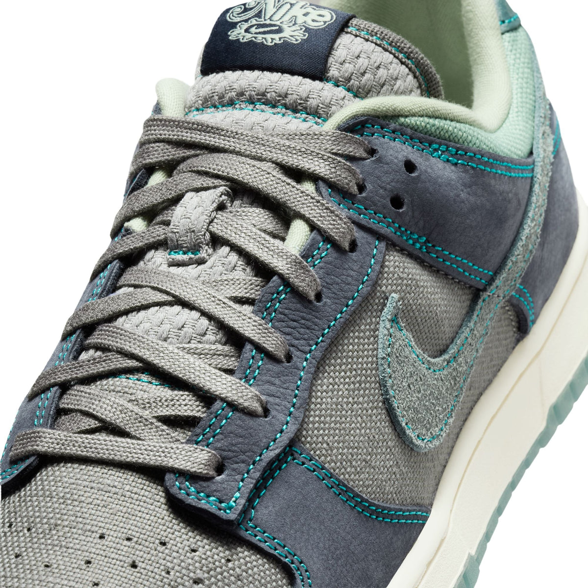 Nike Mens Dunk Low Retro SE Pencil Point sneakers in black and gray suede, side view