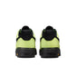 Nike mens Air Force 1 '07 LX Vibram Volt sneakers, close-up of vibrant yellow and white men's footwear with textured soles
