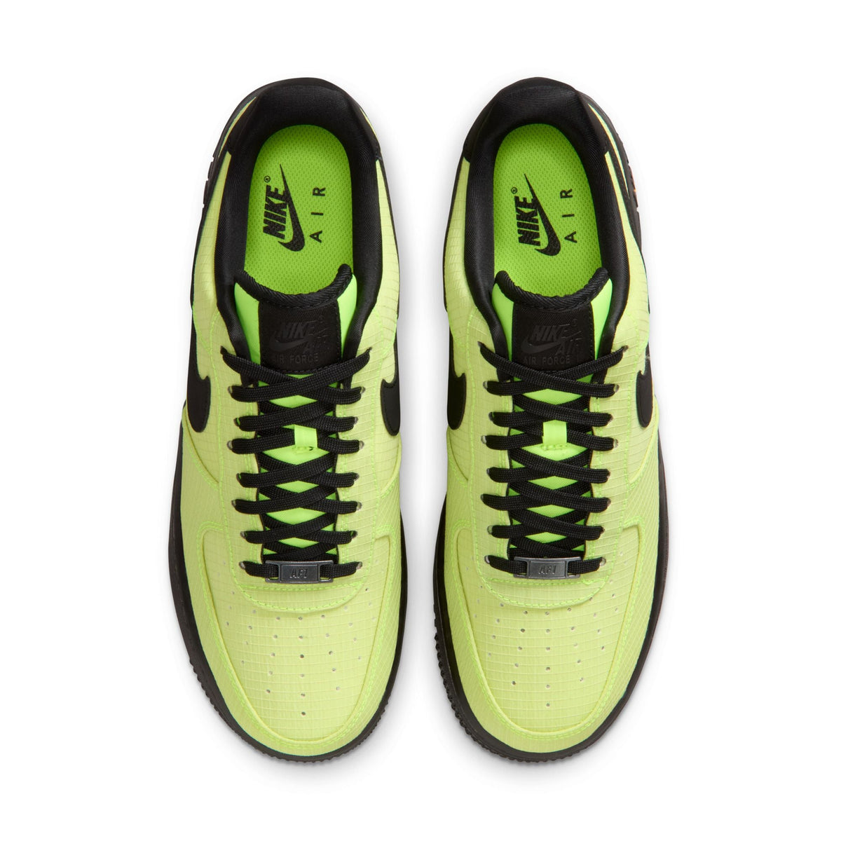 Nike men's Air Force 1 '07 LX Vibram Volt sneakers, showcasing the vibrant yellow-green colorway and classic design.