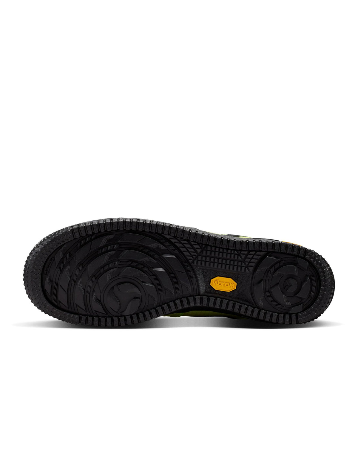 Nike Mens Air Force 1 '07 LX Vibram Volt sneakers, stylish men's footwear with vibrant yellow accents and durable design.