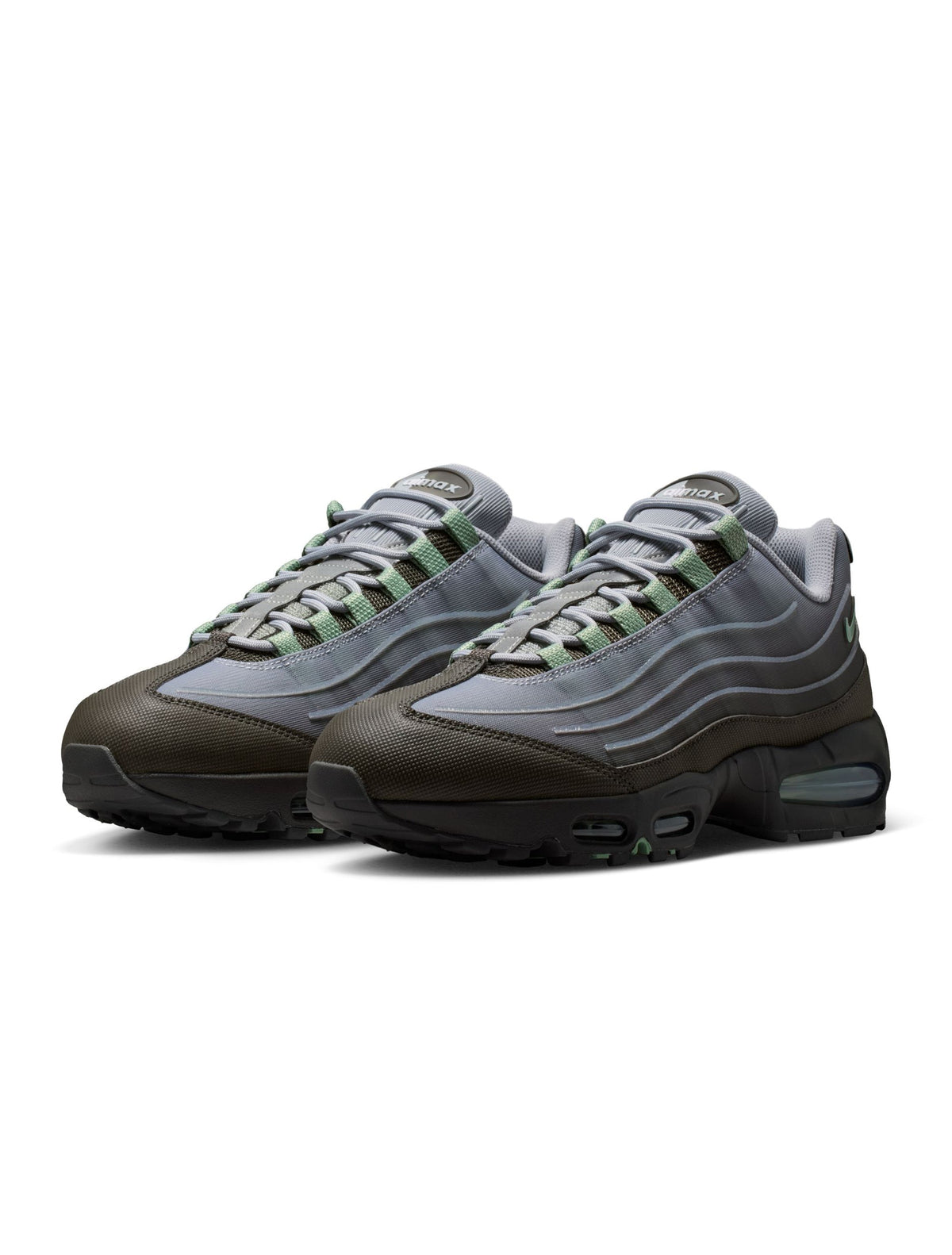 Men’s Nike Air Max 95 Tech sneakers in Medium Ash with layered panels and visible Air cushioning