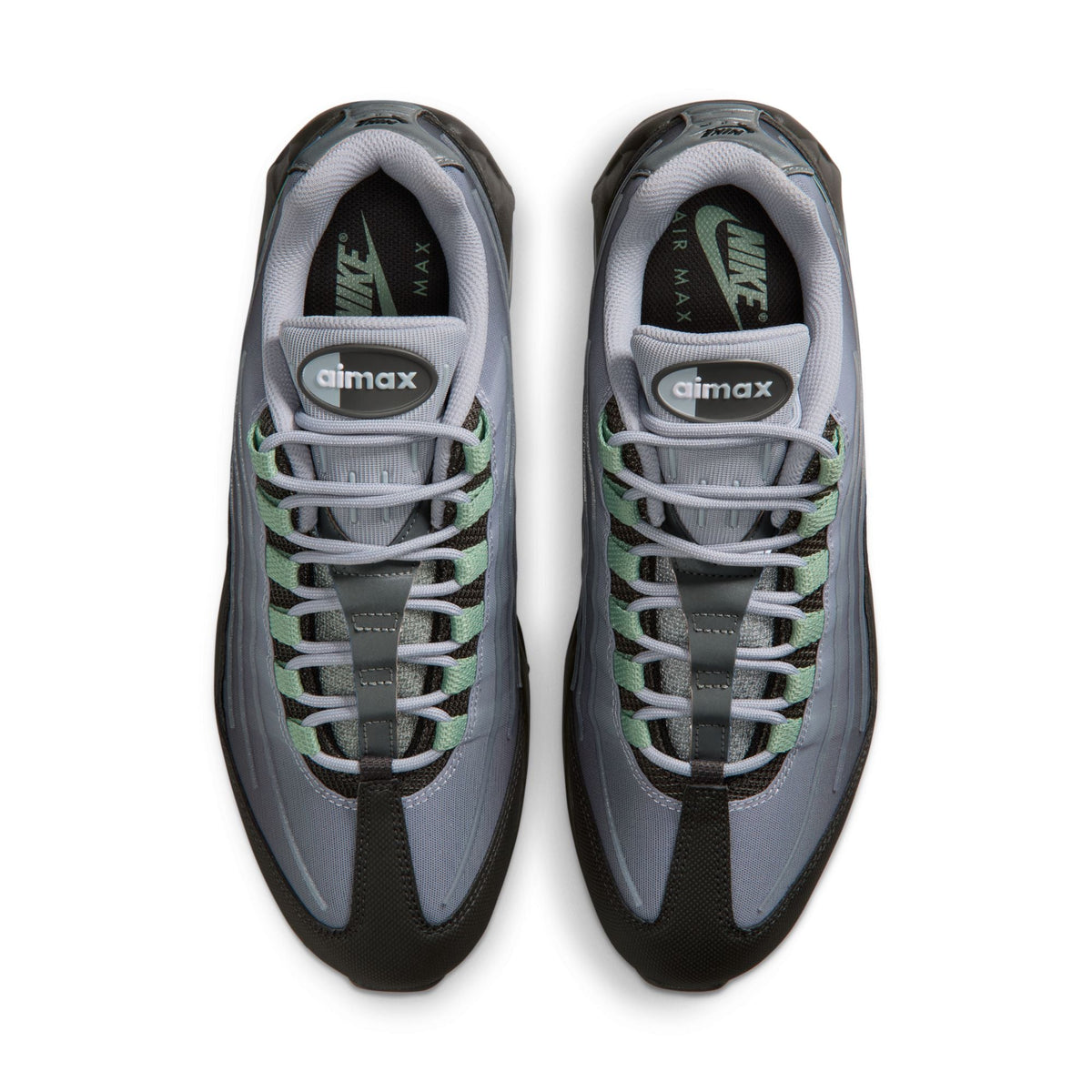 Denim Exchange men's Nike Air Max 95 Tech sneakers in Medium Ash with layered mesh panels and visible Air cushioning