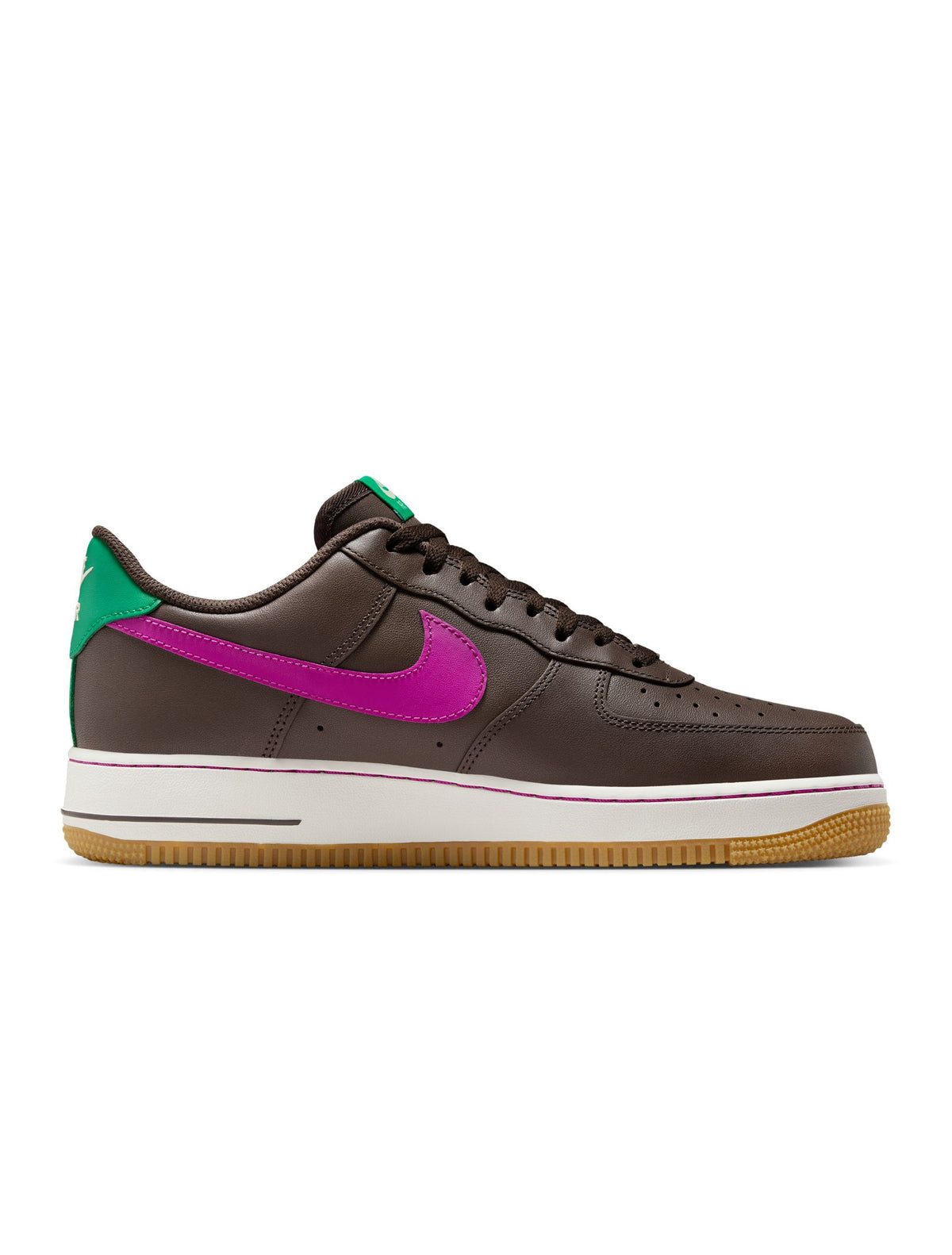 Nike Men's Air Force 1 '07 Baroque Brown sneakers, side view with classic low-top design