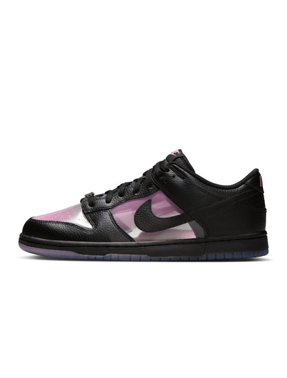 Nike Men's Dunk Low Retro Premium Pink Rise sneakers, pink and white colorway, featuring classic low-top design and premium materials.
