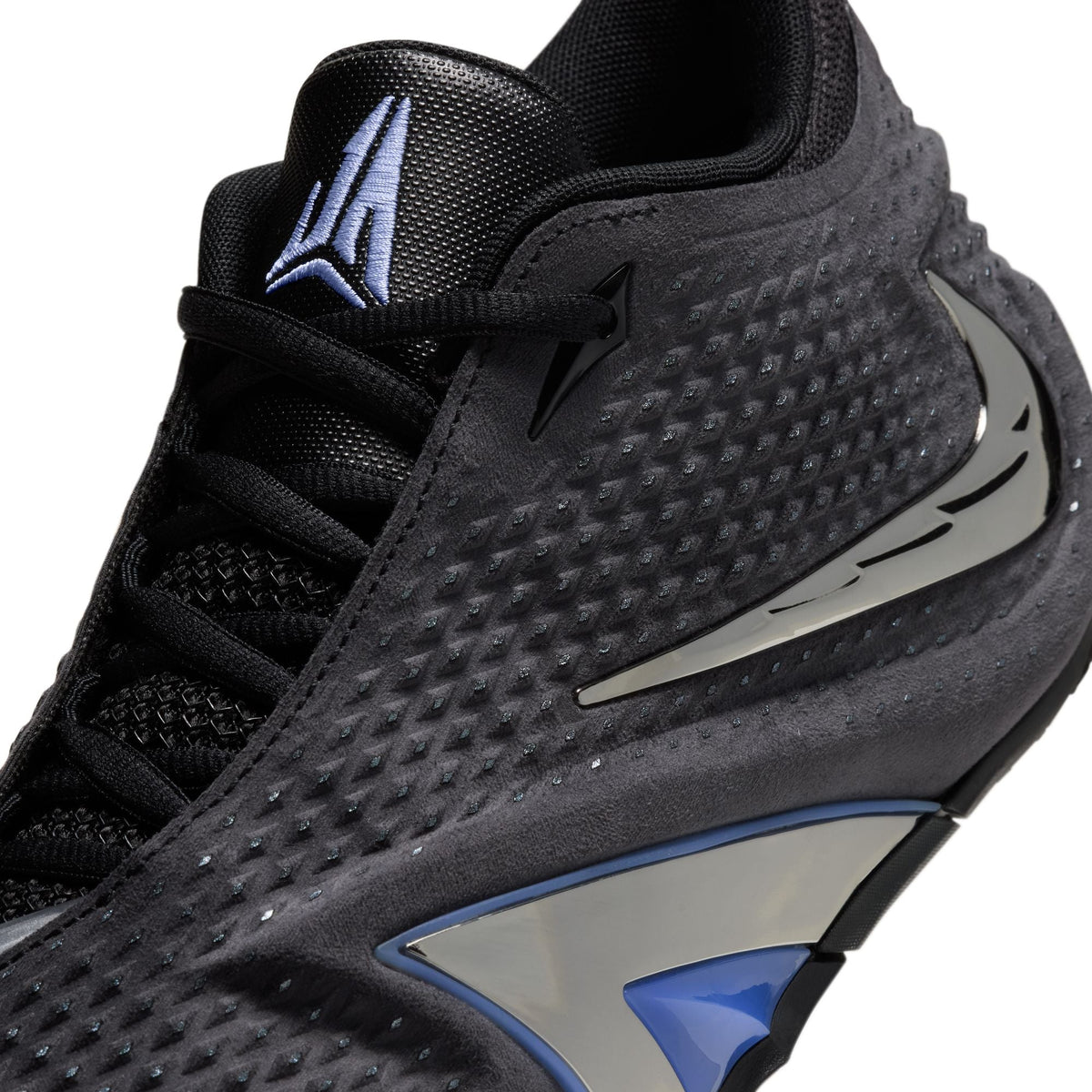 Nike men's Ja 4 Dark Mode footwear featuring a sleek black and gray design, showcased in a modern athletic style.