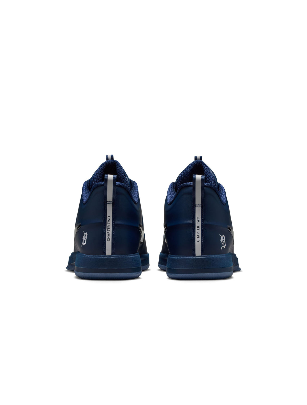 Nike men's Book 2 Detroit Tigers sneakers featuring navy and orange design, casual footwear with athletic style.